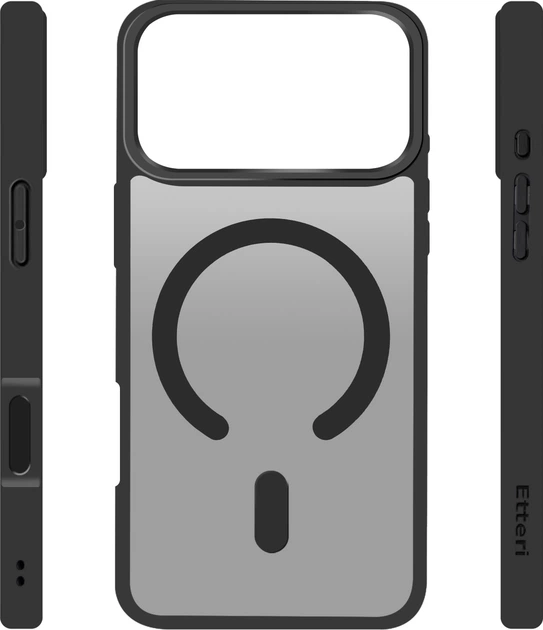 Etui plecki Etteri Matt Mag do Apple iPhone 17 Pro Black/Transparent (5907504556765) - obraz 3