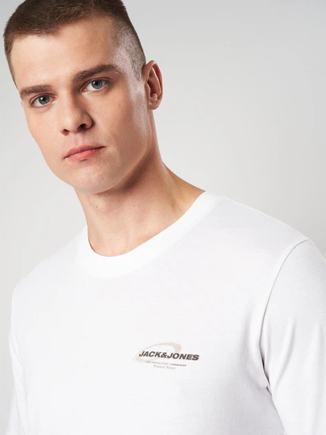 Футболка хлопковая длинная мужская Jack & Jones 12284421 XL Bright White (5715724552111) - Фото 4 Футболка хлопковая длинная мужская Jack & Jones 12284421 XL Bright White (5715724552111) - изображение 4