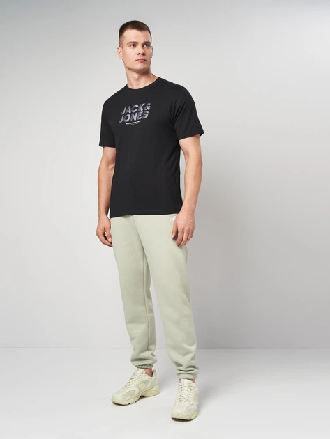 Футболка хлопковая длинная мужская Jack & Jones 12284422 S Black (5715825121438) - изображение 3