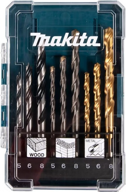 Набір свердел для металу, дерева та бетону Makita 9 шт (D-71962) - зображення 1