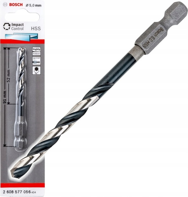 Свердло Bosch Impact Control HSS 5 мм 2608577056 (3165140858847) - зображення 2