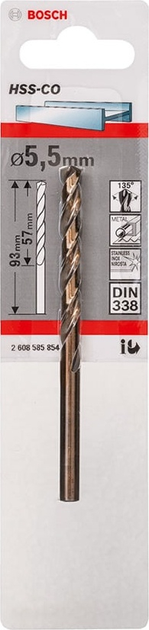 Wiertło Bosch HSS-Co STD 5.5 x 93 mm 2608585854 (3165140520898) - obraz 1