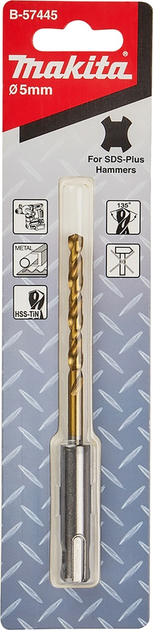 Wiertło do metalu Makita HSS-TiN 5 x 116 mm B-57445 (88381519052) - obraz 1