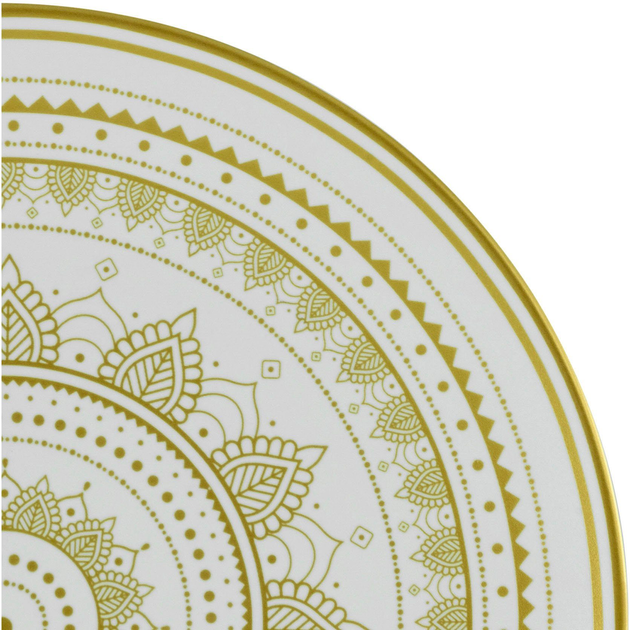 Набір столового посуду CreaTable Mandala Gold з 12 предметів на 4 персони кераміка золотисто-білий - зображення 6