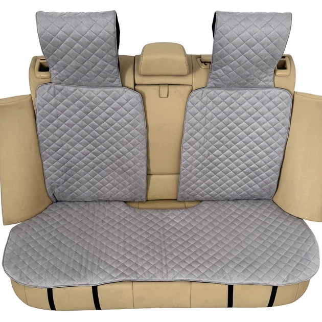 Универсальный чехол - накидка на заднее сиденье из алькантары Runa серая Комплект с подголовником (344-3-N) - изображение 2