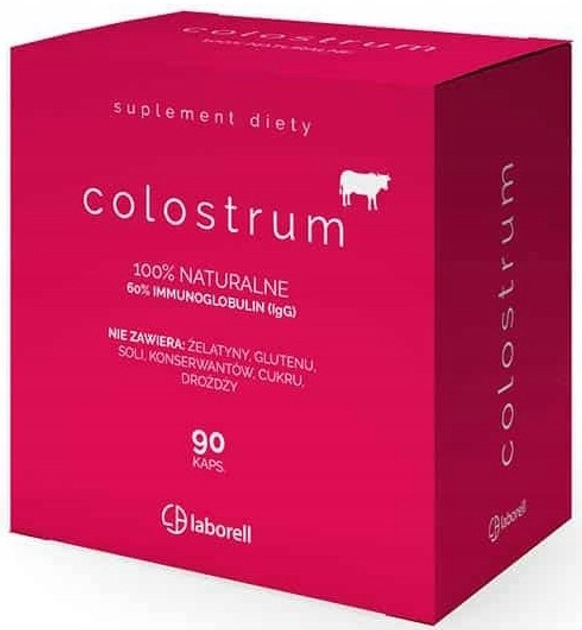 Suplement diety Laborell Colostrum siara bydlęca 40% IgG 90 kapsułek (5902488010272) - obraz 1