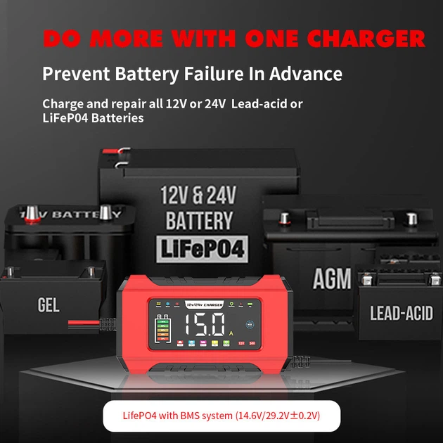 Автоматическое зарядное устройство RJ Tianye 12V15A/24V8A +LiFePO4 red С121501A - изображение 5