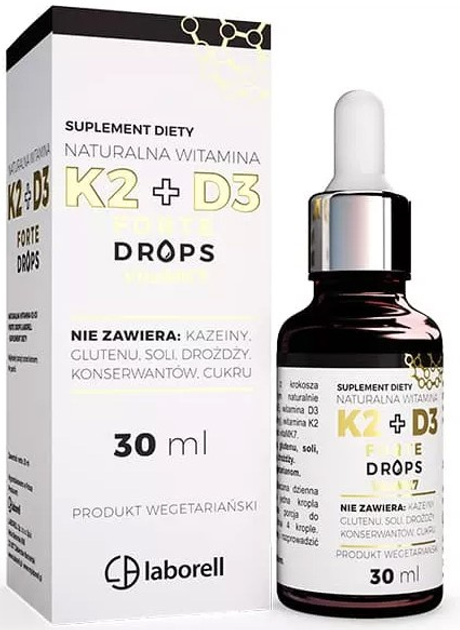 Witamina Laborell K2+D3 forte drops w kroplach 30 ml (5906660163473) - obraz 1