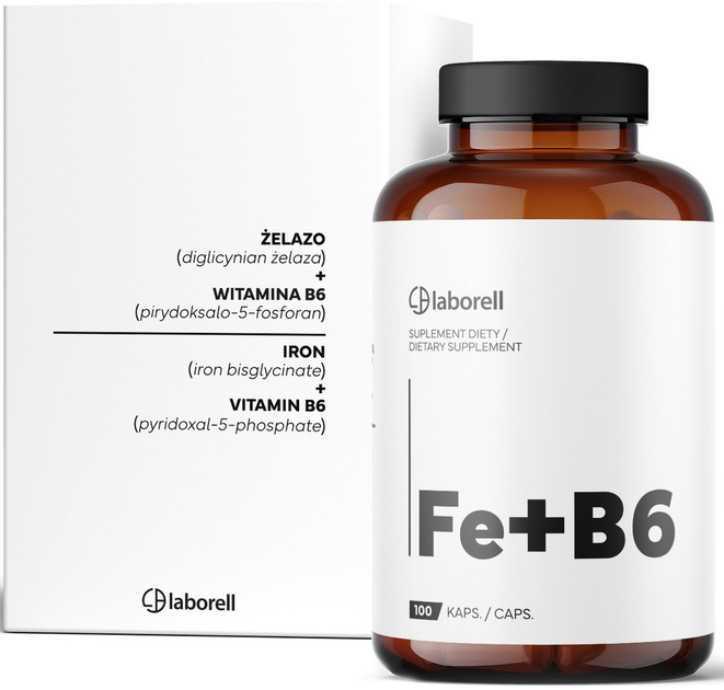 Вітамін Laborell Fe+B6 Залізо 100 капсул (5902488011095) - зображення 3