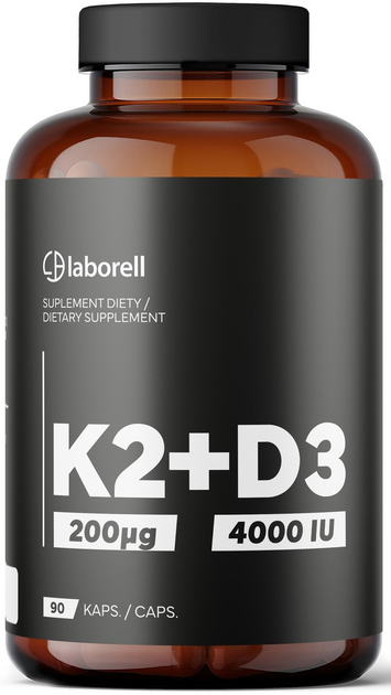 Вітамін Laborell K2 200 мкг + D3 4000 МО 90 капсул (5906660163275) - зображення 1