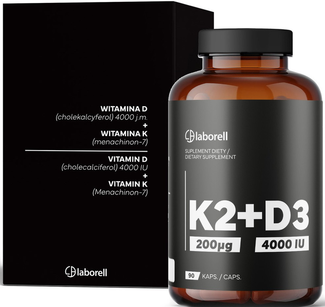 Вітамін Laborell K2 200 мкг + D3 4000 МО 90 капсул (5906660163275) - зображення 2