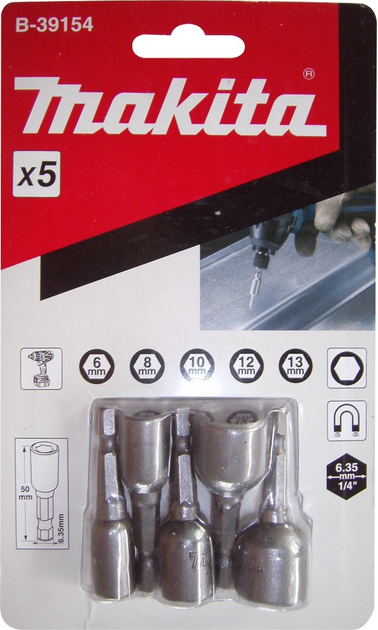 Zestaw końcówek Makita do wiertarko-wkrętarki 1/4 5 szt (B-39154) - obraz 2
