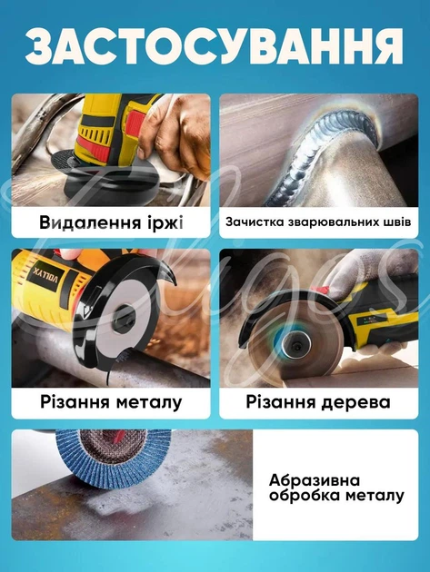 Аккумуляторная болгарка VOLLYX + 5 дисков угловая шлифовальная машинка мини портативная 500W шлифмашина в кейсе желтая - Фото 5 Аккумуляторная болгарка VOLLYX + 5 дисков угловая шлифовальная машинка мини портативная 500W шлифмашина в кейсе желтая - изображение 5