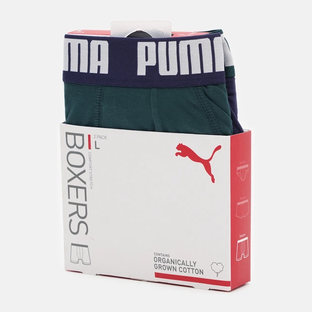 Набор трусов боксеров мужских хлопковых Puma Men Everyday Basic Boxer 2P 93832037 S 2 шт Green/Blue (8720245967969) - изображение 5