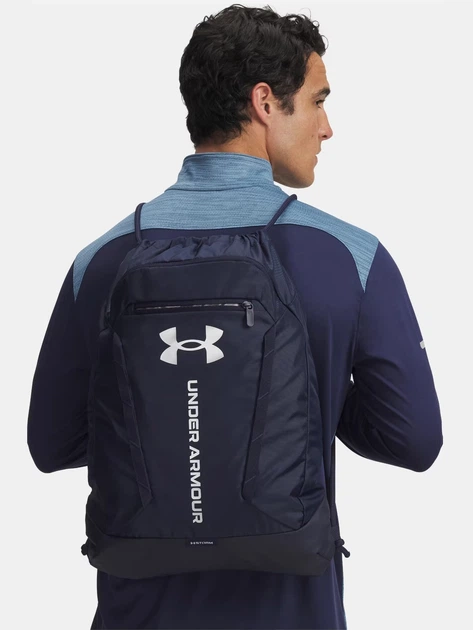Рюкзак спортивный тканевый 22 л вмещает формат А4 Under Armour Ua Hustle Sackpack 22L 6000519-410 Синий (198632084199) - изображение 2