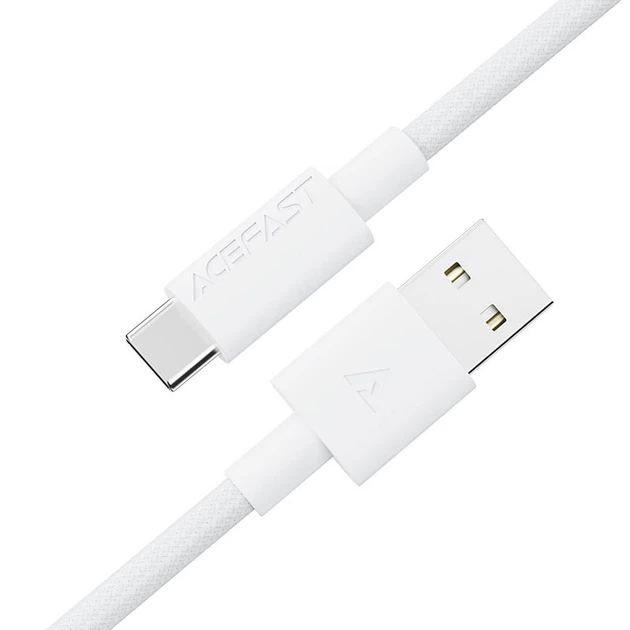 Кабель ACEFAST C18-04 USB-A to USB-C braid charging data cable White (6974316284260) - Фото 1 Кабель ACEFAST C18-04 USB-A to USB-C braid charging data cable White (6974316284260) - изображение 1