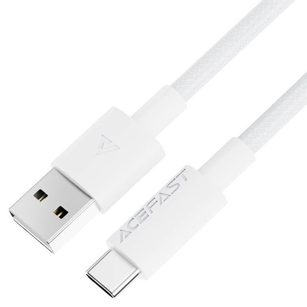 Кабель ACEFAST C18-04 USB-A to USB-C braid charging data cable White (6974316284260) - Фото 3 Кабель ACEFAST C18-04 USB-A to USB-C braid charging data cable White (6974316284260) - изображение 3