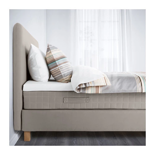 Двуспальная кровать IKEA (ИКЕА) LAUVIK 140x200см Hamarvik твердый Talgje темно-бежевый (391.670.51) - зображення 4