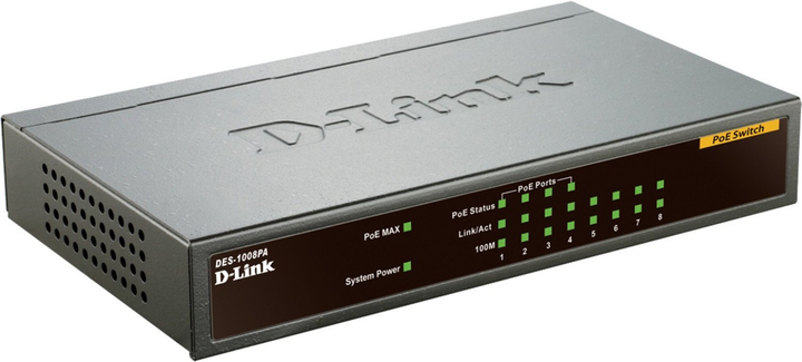 Комутатор D-Link DES-1008PA Unmanaged Desktop Switch (DL-ES1008P) - зображення 2