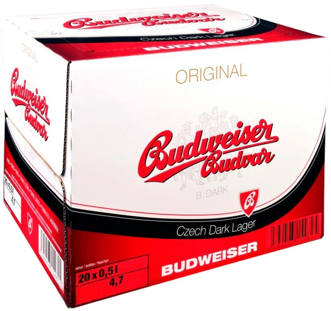 Упаковка пива Budweiser Budvar B Dark темное фильтрованное 4.7% 0.5 л x 20 шт (8594403150827) - Фото 2 Упаковка пива Budweiser Budvar B Dark темное фильтрованное 4.7% 0.5 л x 20 шт (8594403150827) - изображение 2