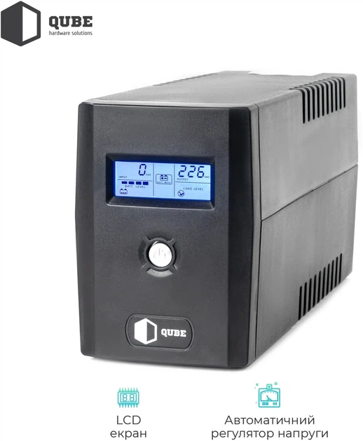 ИБП QUBE DG 850 850VA/480W LCD 2 x Schuko RJ-45 USB (QBDG850) - изображение 3