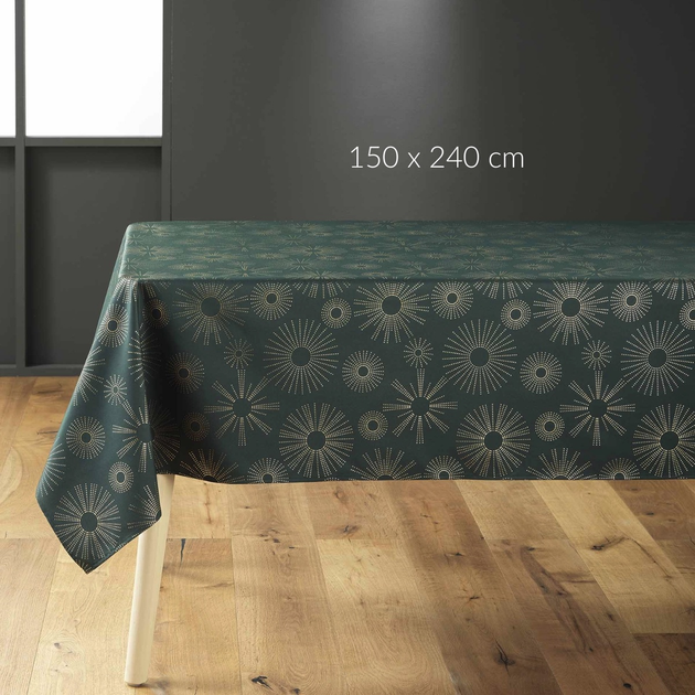 Скатертина Douceur d'intérieur Pampille з золотим візерунком темно-зелена 150 x 240 см (3574387231700) - зображення 2