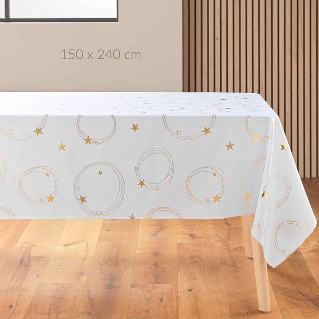Скатертина Douceur d'intérieur з золотим візерунком зірок біла 150 x 240 см (3574387233100) - зображення 2