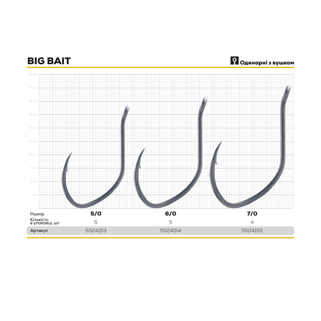 Крючок BKK Big Bait №7/0 (4шт) - Фото 3 Крючок BKK Big Bait №7/0 (4шт) - изображение 3