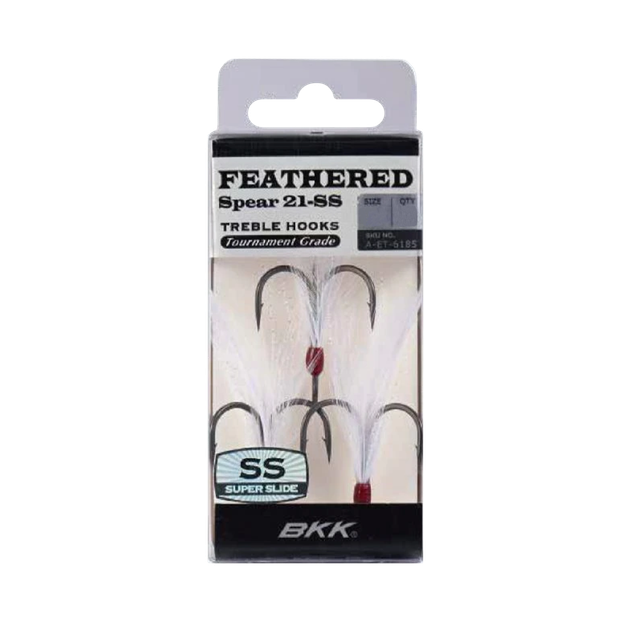 Крючок тройной с оперением BKK Feathered Spear-21 SS №8 White (3шт) - изображение 3
