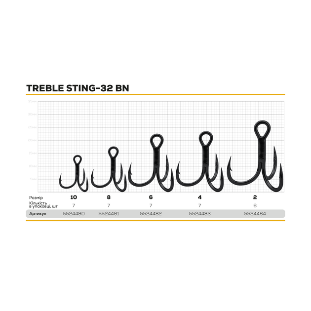 Крючок тройной BKK Treble Sting-32 BN №10 (7шт) - Фото 2 Крючок тройной BKK Treble Sting-32 BN №10 (7шт) - изображение 2