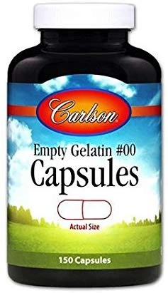 Желатиновая капсула большая # 00, Large #00 Empty Caps, Carlson, пустая, 150 капсул - Фото 1 Желатиновая капсула большая # 00, Large #00 Empty Caps, Carlson, пустая, 150 капсул - изображение 1