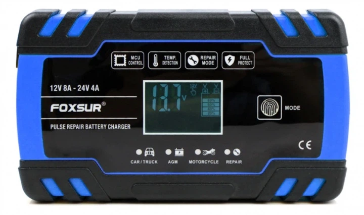 Зарядное устройство Foxsur 12V 8A для автомобильного аккумулятора с автоматическим режимом работы (43220-F8a_613) - изображение 2