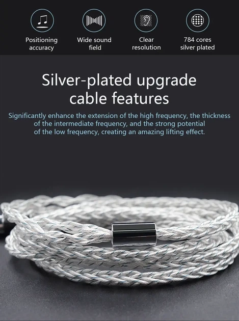 KZ Silver&Blue Cable – 8-жильный Hi-Fi кабель для наушников из посеребренной меди для аудиофилов - изображение 6