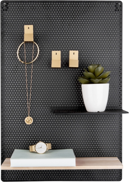Tablica na notatki Present Time Perky Mesh z półeczkami i haczykami 52.5 x 34.5 x 10.5 cm Czarna (8714302668364) - obraz 2