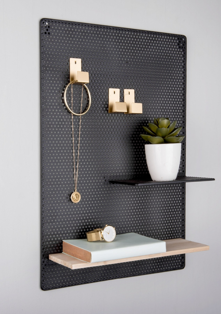 Tablica na notatki Present Time Perky Mesh z półeczkami i haczykami 52.5 x 34.5 x 10.5 cm Czarna (8714302668364) - obraz 4