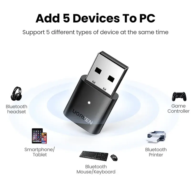 Адаптер UGREEN CM390 USB Bluetooth 5.0 Adapter (UGR-80889) (UGR-80889) - Фото 3 Адаптер UGREEN CM390 USB Bluetooth 5.0 Adapter (UGR-80889) (UGR-80889) - изображение 3