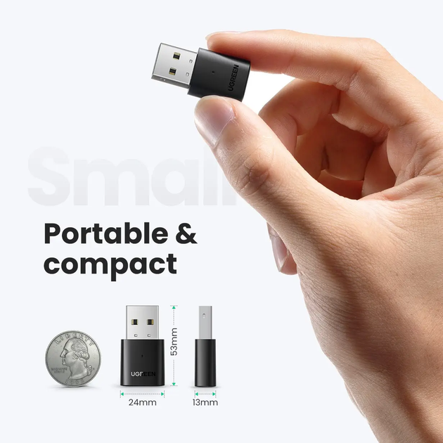 Адаптер UGREEN CM390 USB Bluetooth 5.0 Adapter (UGR-80889) (UGR-80889) - Фото 4 Адаптер UGREEN CM390 USB Bluetooth 5.0 Adapter (UGR-80889) (UGR-80889) - изображение 4