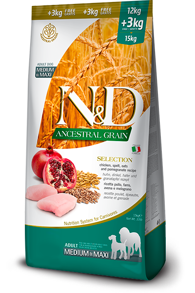 Сухой низкозерновой корм Farmina N&D Low Grain CHICKEN & POMEGRANATE Selection Adult Medium & Maxi для взрослых собак средних и крупных пород собак с курицей и гранатом 15кг - Фото 1 Сухой низкозерновой корм Farmina N&D Low Grain CHICKEN & POMEGRANATE Selection Adult Medium & Maxi для взрослых собак средних и крупных пород собак с курицей и гранатом 15кг - изображение 1