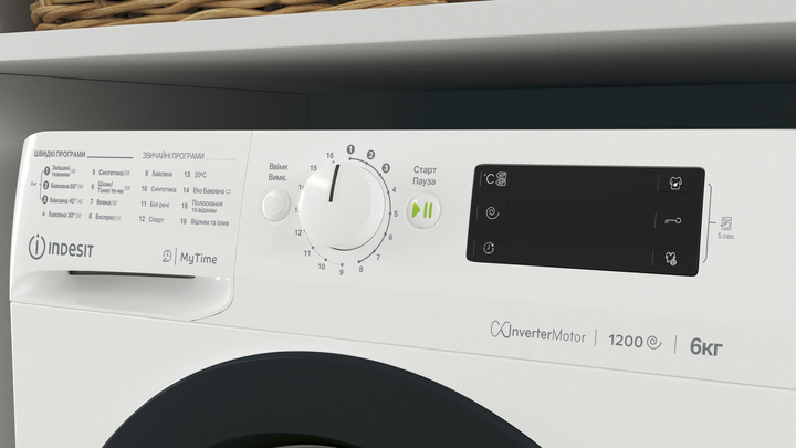 Пральна машина Indesit OMTWSE 61293 WK UA 6 кг фронтальна інверторна А+++ - зображення 4