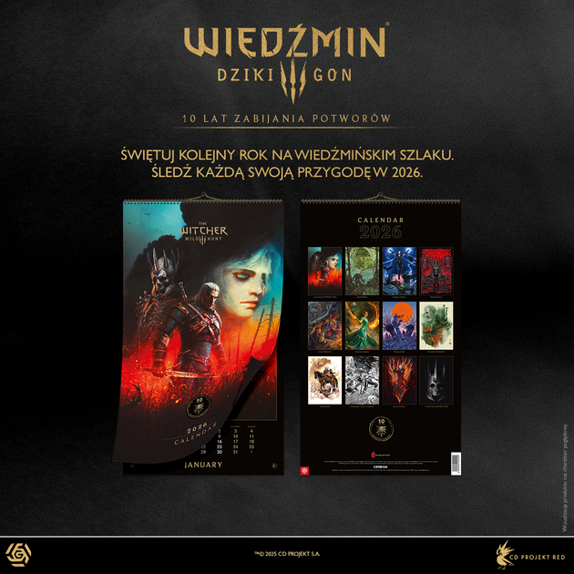 Kalendarz Good Loot The Witcher (Wiedźmin) 3: Wild Hunt 10th Anniversary Calendar 2026 (5908305250319) - obraz 2