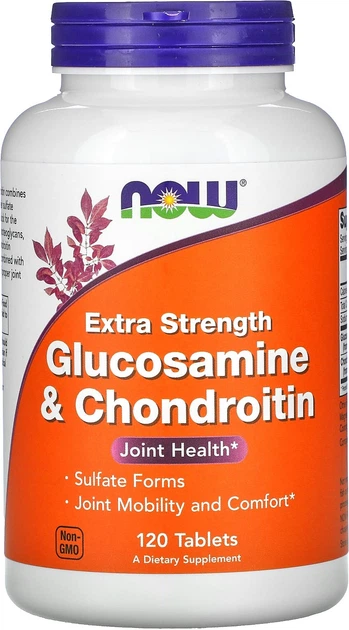 Глюкозамін та хондроїтин Glucosamine & Chondroitin Now Foods екстра сила 120 таблеток (NOW-03243) - зображення 1