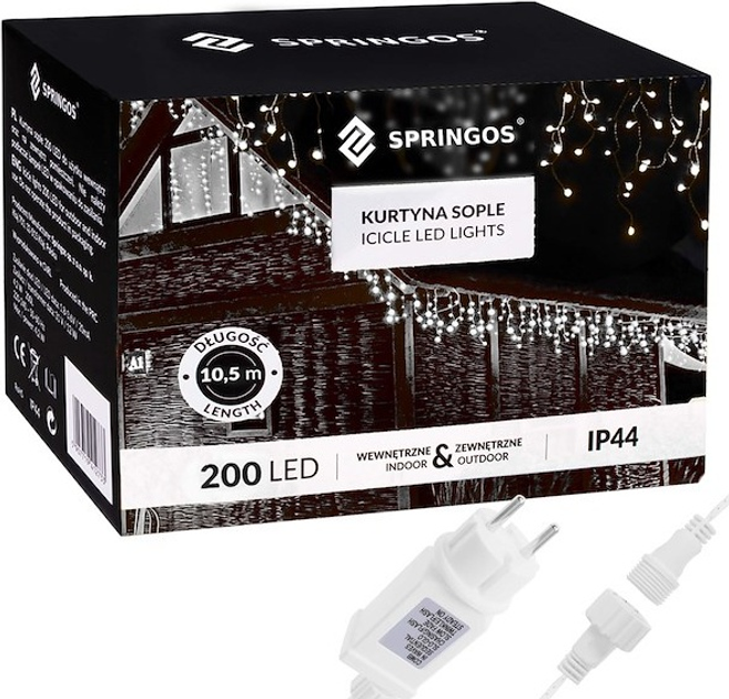 Гірлянда Springos CL0200 Бурульки 200 LED Біла холодна (5907719412733) - зображення 12