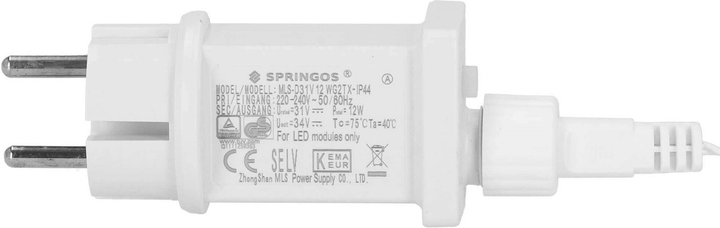 Гірлянда Springos CL0332 Бурульки 300 LED Тепла біла + білий спалах (5907719464398) - зображення 5