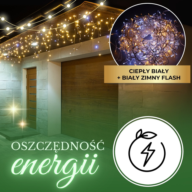Гірлянда Springos CL0332 Бурульки 300 LED Тепла біла + білий спалах (5907719464398) - зображення 6