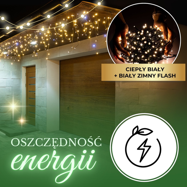 Гірлянда Springos CL0517 Бурульки 500 LED Тепла біла + холодний білий спалах (5907719425504) - зображення 4