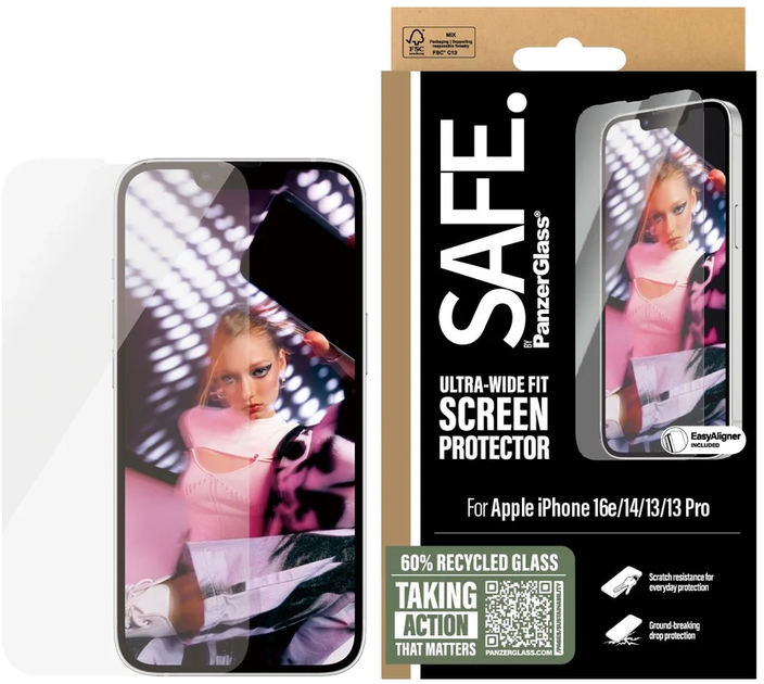 Захисне скло PanzerGlass Screen Protector Ultra-Wide Fit для Apple iPhone 16e/14/13/13 Pro (SARNUWFG29845) - зображення 1