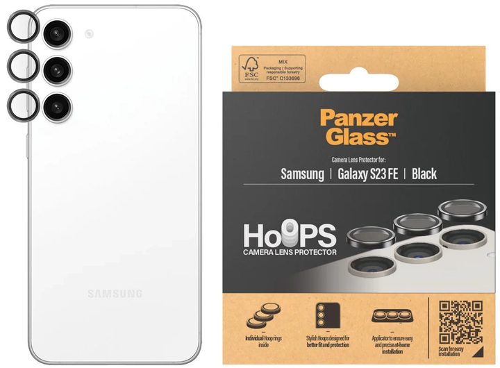 Захисне скло Panzer Glass Hoops Camera Lens Protector для Samsung Galaxy S23 FE Black (5711724004605) - зображення 1