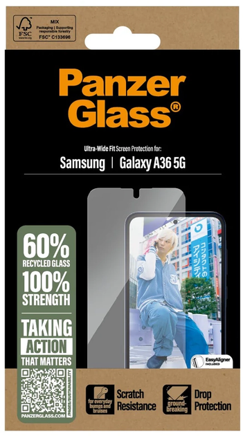 Захисне скло PanzerGlass Screen Protector Ultra-Wide Fit для Samsung Galaxy A36 5G (PGRNUWFG38083) - зображення 4