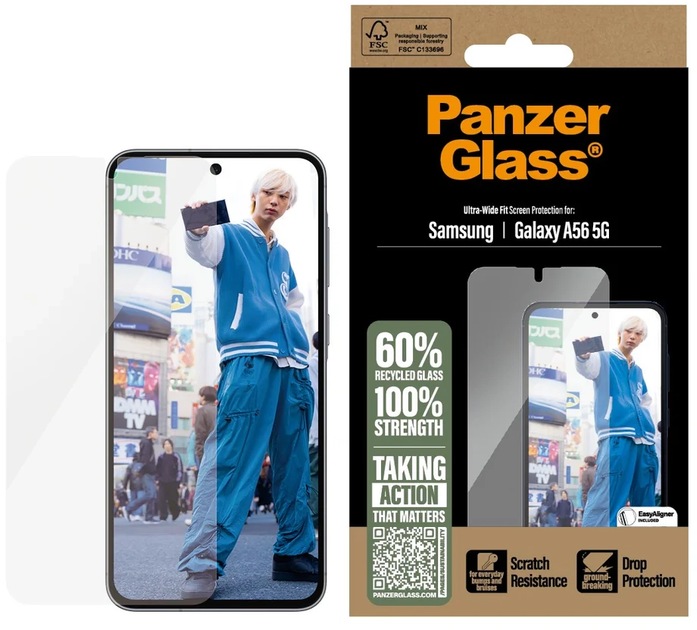 Захисне скло PanzerGlass Screen Protector Ultra-Wide Fit для Samsung Galaxy A56 5G (PGRNUWFG38380) - зображення 1