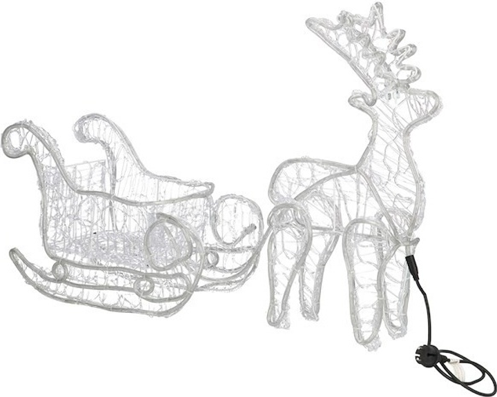 Dekoracyjna figura świetlna Springos CL1221 Renifer z saniami 150 cm Biały zimny (5907719422367) - obraz 3